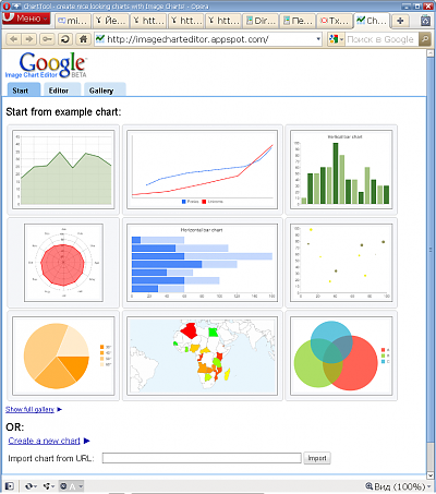 Скриншот стартовой страницы Google Image Charts Editor